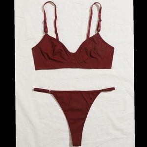 Plain bra and panty set